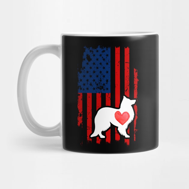 Sheltie Merica Usa American Flag by DollochanAndrewss